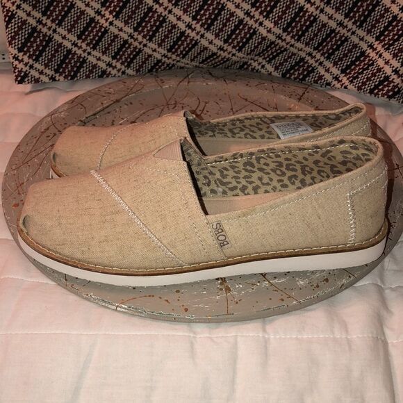 BOBS 8.5 by Sketchers Memory Foam Linen Canvas Slip On Flats Shoes - Picture 5 of 13